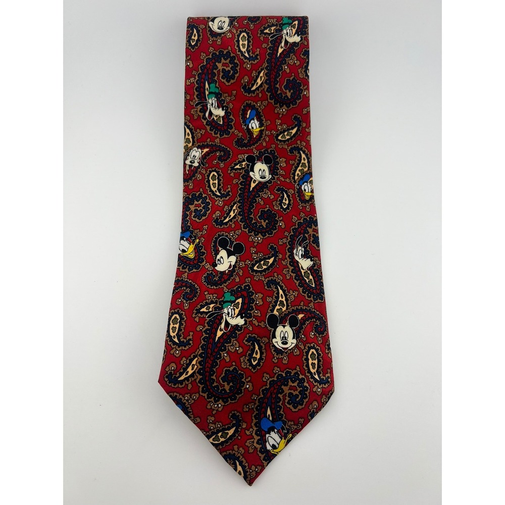 Vintage Mickey Mouse Tie Disney Paisley Donald Goofy 59" Made in Korea